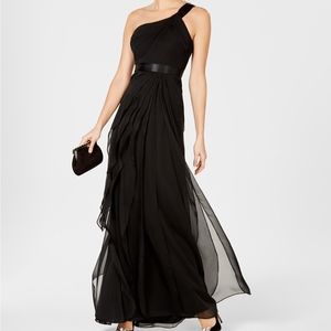 Adrianna Papell One-Shoulder Gown, Black Sz 8